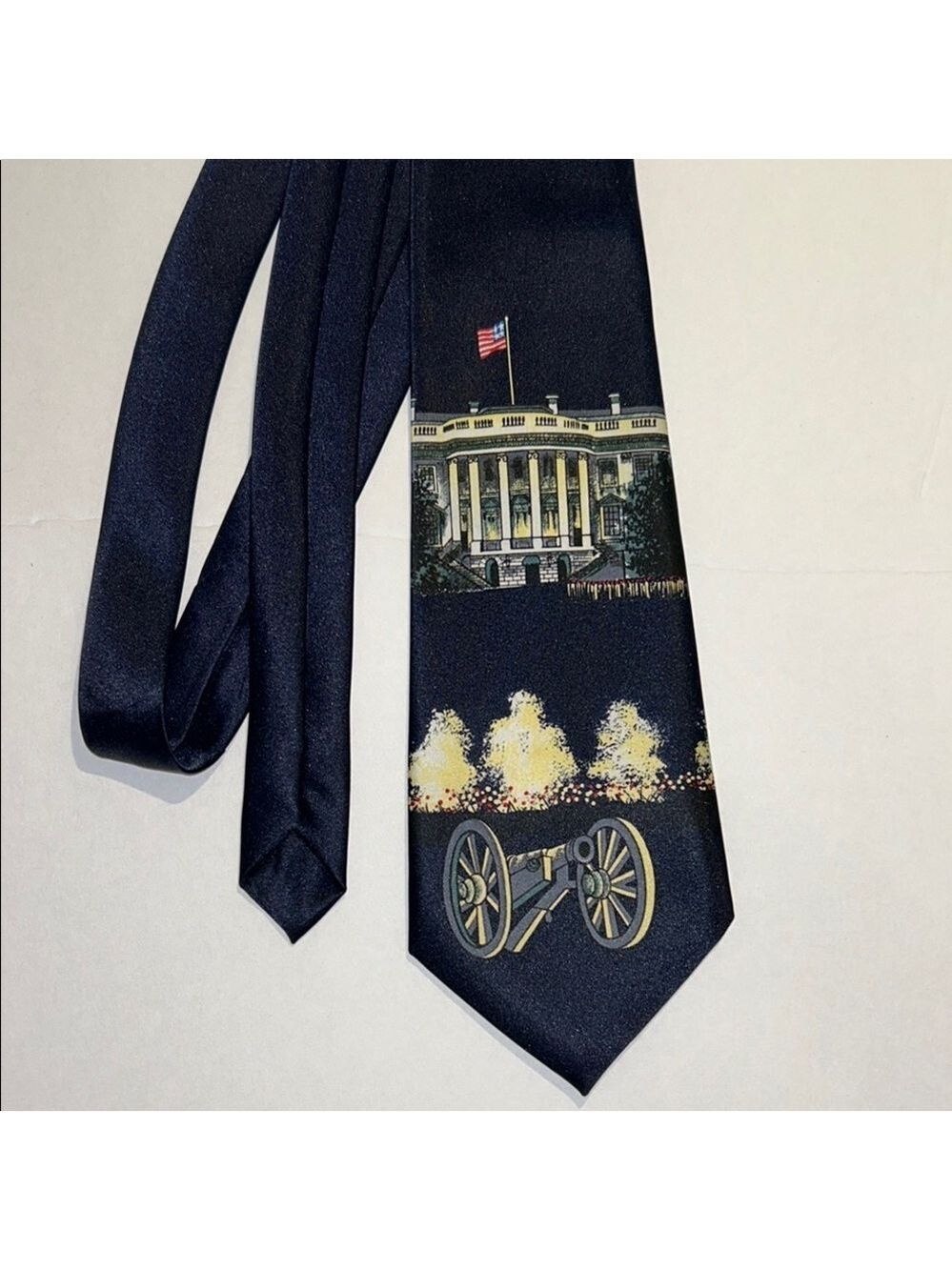 Mercedes High Fashion Elegant Navy Blue Necktie with Patriotic Design,handmade